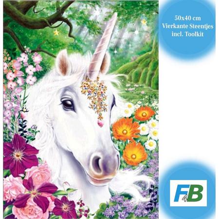 F4B Diamond Painting Unicorn 50x40cm | Vierkant | Eenhoorn | Paard | Kinderen | Pakket Volwassenen en Kinderen